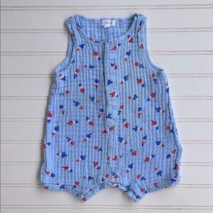ANGEL DEAR VGUC Boys 100% Cotton Muslin Rocket Pop Romper